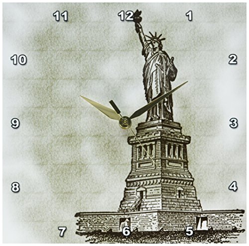 3dRose DPP_110227_1 Vintage Statue of Liberty-New York City Americana-Wall Clock, 10 by 10-Inch
