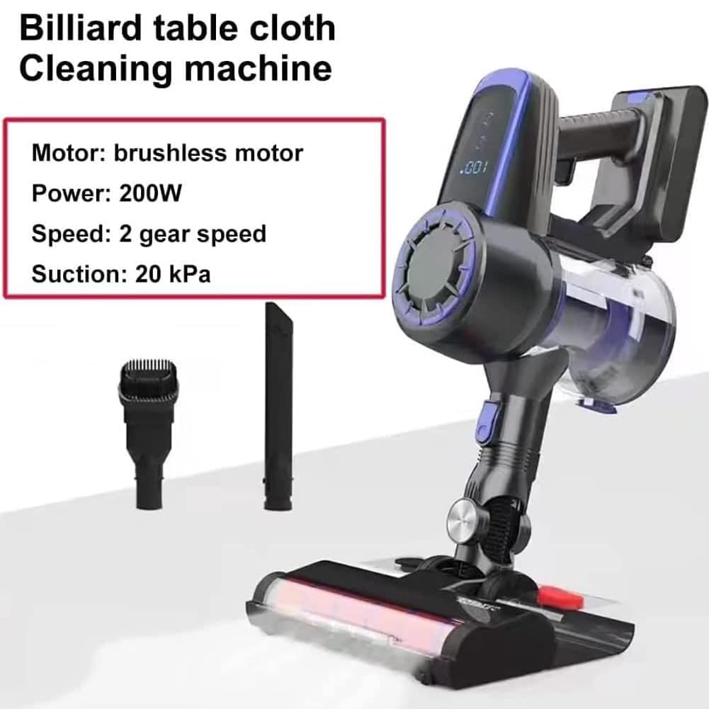 Aspiradora inalámbrica de mesa de billar, potente succión de 300 W, 20 kpa, cepillo de tela ajustable de 2 velocidades para mesas de billar y billar, batería desmontable