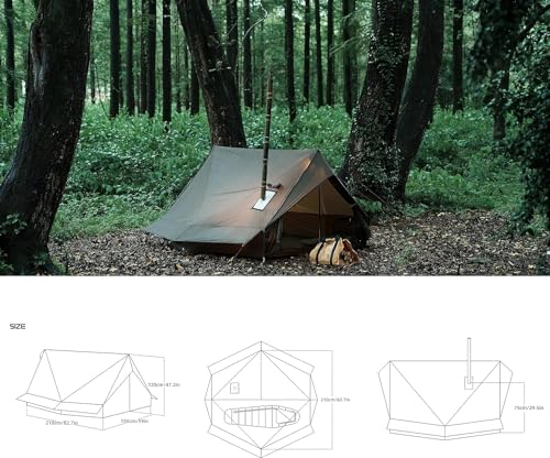 Carpa de camping 4 estaciones para 1-2 personas con estufa miniatura 3