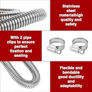 Chazcool Flexible Exhaust Pipe, 120cm Heater Exhaust Pipe, Steel Clamps Bracket Gas Vent Hose Portable Silence for Air Car Heater Kit