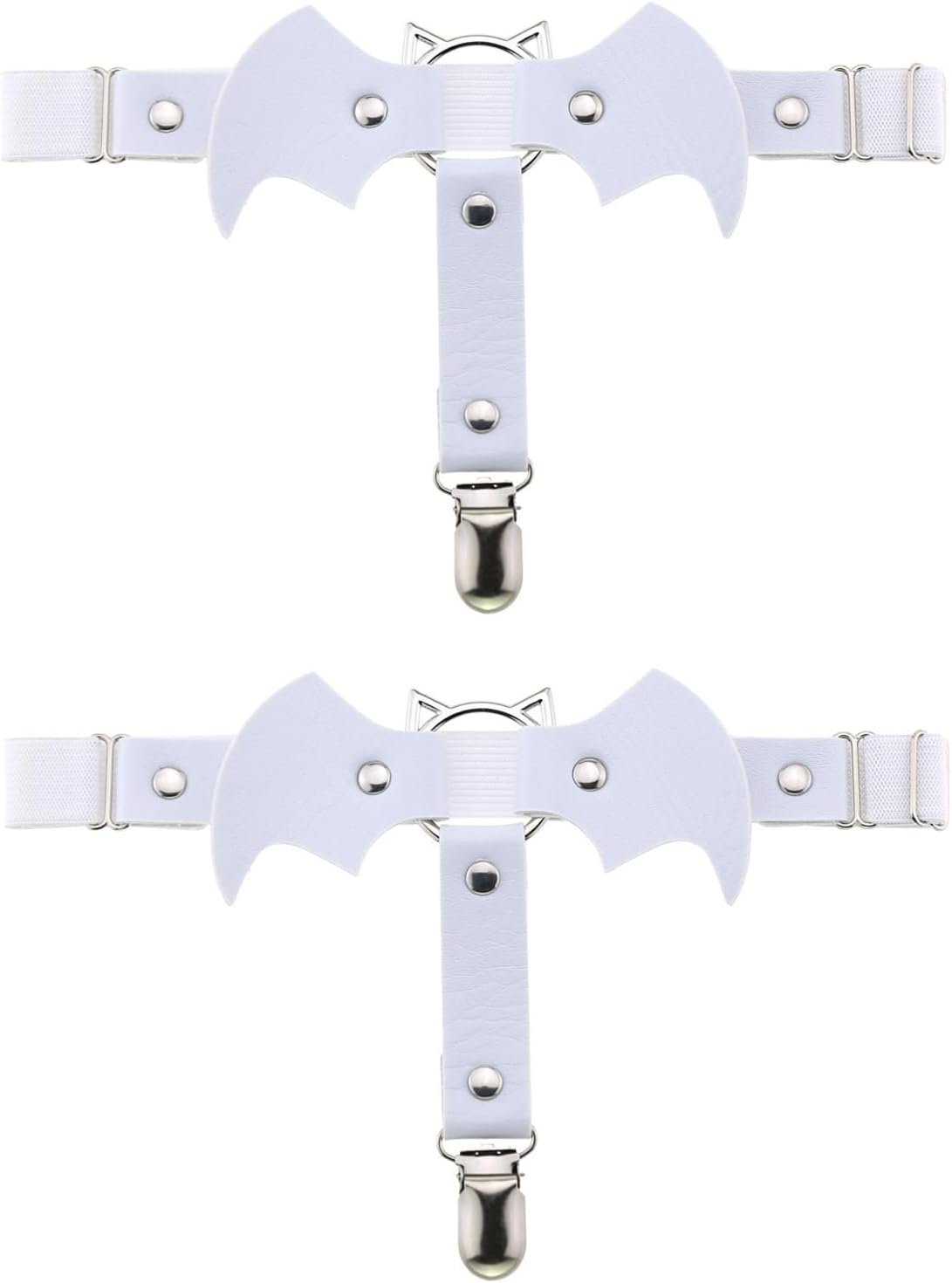 2PCs Bat Wing Leg Garter with Anti-Slip Clips, Adjustable Punk Thigh Garter for Women Party