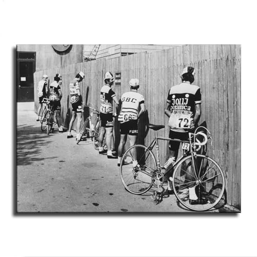 MAynuo Vintage Black And White Bicycle Man Peeing Cycling Poster Canvas Wall Art Hom e Wall Decor Bedroom Aesthetic Art Prints Posters Decorations Gift (Unframed,12x16inch)