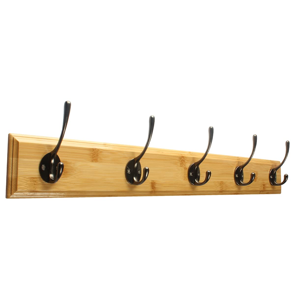 Wall Mount Bamboo Coat Rack, 17 Inch 5 Double Hooks, Natural