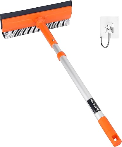 Escobilla de ventana para el hogar, herramienta de limpieza de ventanas con poste de extensión de 20 a 30 pulgadas, limpiador de ventana para ducha,