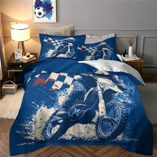 Parure de lit motocross 200x200 cm en microfibre pour ado