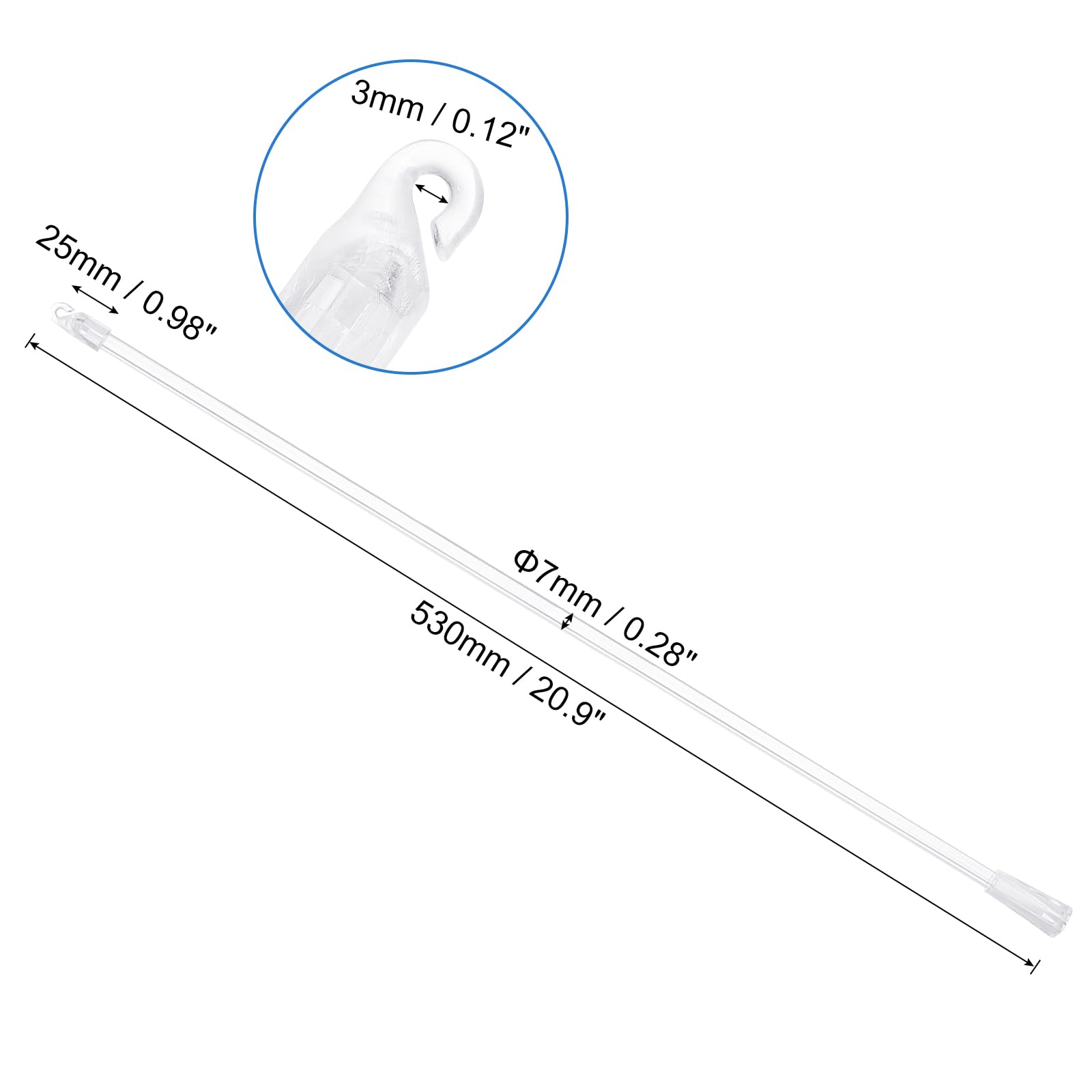 uxcell Blind Wand Replacement with Hook,3Pcs 21
