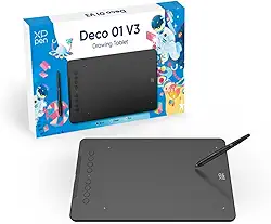Mesa Digitalizadora XP-Pen Deco 01 V3 Preto 8 Teclas de Atalho 16384 Níveis de Pressão
