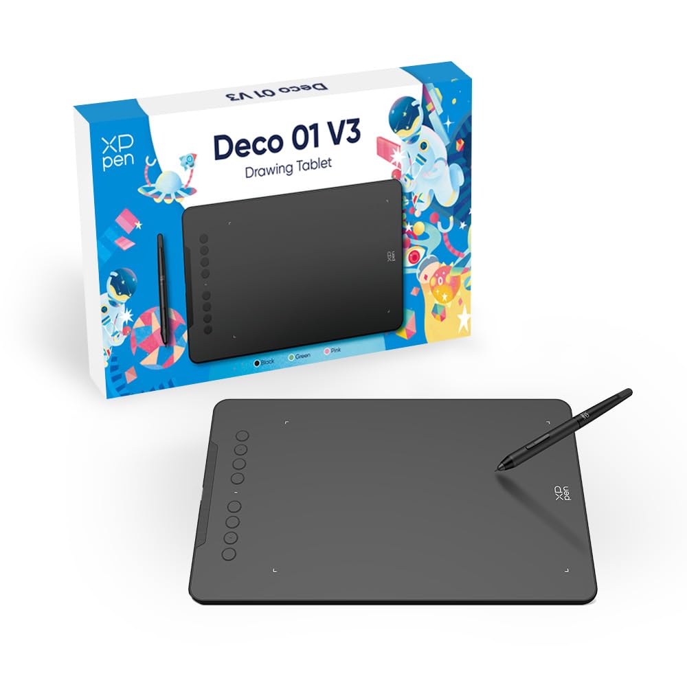 XP-Pen Deco 01 V3 ペンタブレット本体 XP-Pen Deco 01 V3 Black 8 Shortcut Keys 16384 Pressure Levels