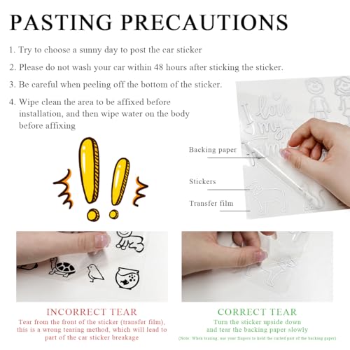 Image of Family Car Sticker, Waterproof I Love My Family Cartoon Auto Decorative Sticker, Family Figures Pets Animal Decals for Bumper Window Laptop Fridge Luggage, Car Accessories