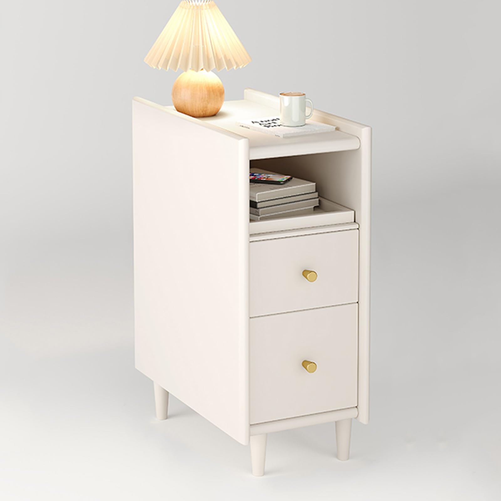 Table de chevet minimaliste blanche du milieu du siècle 30x41x51cm meuble d'appoint