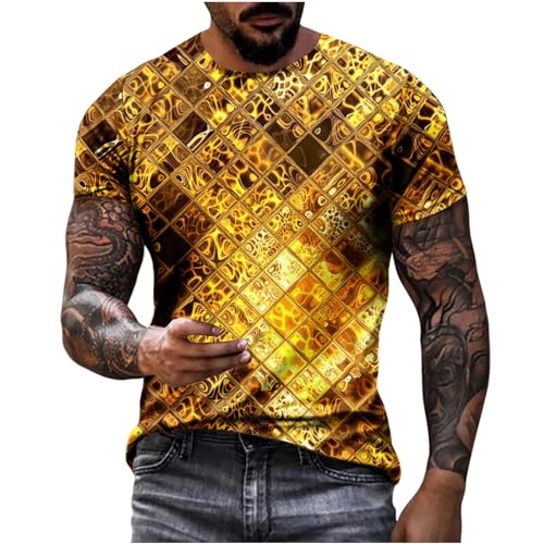 Zeiyignr Fashion Optical Illusion Tshirts Men Short Sleeve 3D Graphic Tees Hip Hop Streetwear Geometric Print Summer Tops