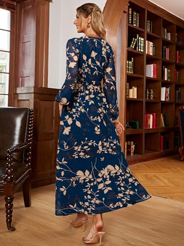 Image of Simplee Women's Boho Floral Maxi Dress Flowy Casual V Neck Short Sleeve Wedding Guest Holiday Beach Long Dress