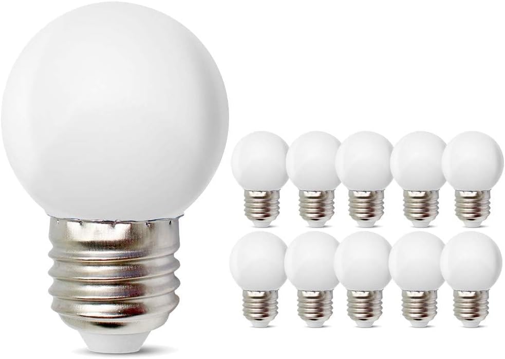 Bombilla LED pequeña E27 E26 de 1 W, blanco suave, 3000 K, no regulable, equivalente a 10 W, para dormitorio, baño, espejo de maquillaje, porche,