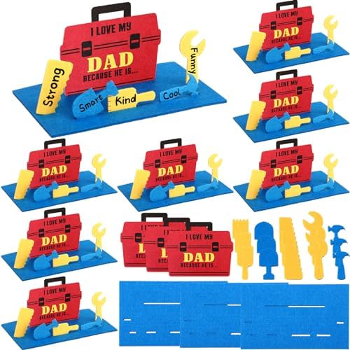 SmoothNovelty 24 Sets Father's Day I Love My Dad Because Craft Kit DIY Father's Day Craft Gift Fun Father's Day Gifts for Kids and Fun Home Activities