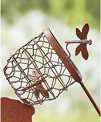 Nc Boy Girl Silhouettes Chasing Butterfly Vintage Metal Garden Silhouette Sculpture, Yard Garden Metal Stake Rustic Decor Gift For Lawn Family Friends (Boy And Girl) #TOP5