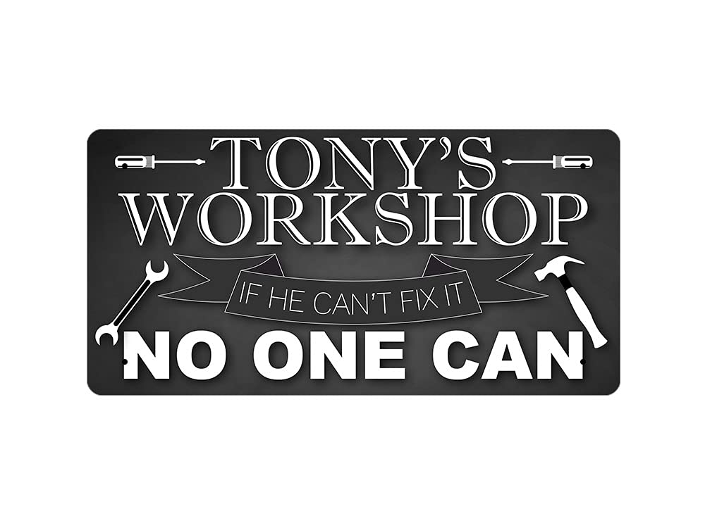 Mcmug White - Tony's Workshop - Metal Sign, Decorative Sign, 200Mm X 100Mm