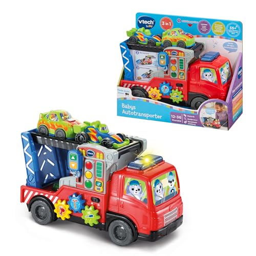 VTech Baby Autotransporter - Interaktiver Abschleppwagen mit 2 Autos