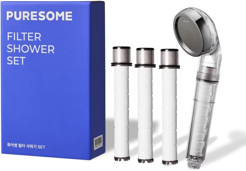 BODYLUV - Puresome Shower Head (Ver.1) 6 Mths Set, Handheld Hard Water Softener, Strong Water Pressure, Saving water (Shower Head ONLY, 3 filter replacements included) (SET 1)