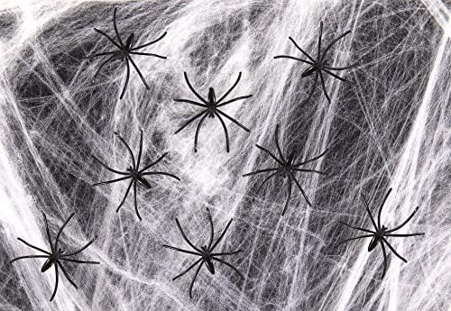 Kangaroo Halloween Spider Web Decor - Giant Spider Web Halloween Decoration - Fake Spider Web for Indoor and Outdoor - Giant Spider Decoration for Halloween - 800 Sq Ft Large Spiderweb with 8 Spiders