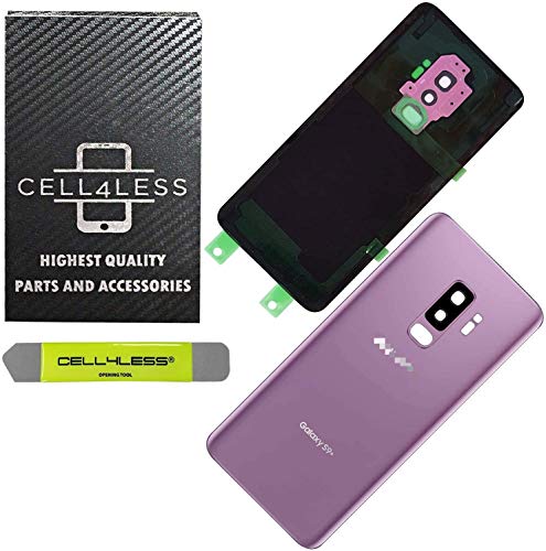 CELL4LESS Compatible Back Glass Cover Back Door w/Pre-Installed Camera Lens - Adhesive-Removal Tool- Camera Lens for Samsung Galaxy S9+ Plus - All Models G965 All Carriers- OEM Replacement (Purple)