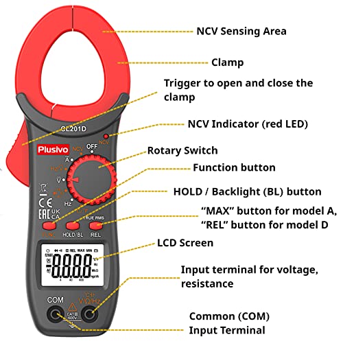 Digital Clamp Meter T-Rms 3999 Counts Ncv Volt Amp Ohm Tester Auto-Ranging Measures Capacitance Temperature Diodes Continuity Frequency (Ac Current Clamp Meter) For Electricians From Plusivo #TOP1