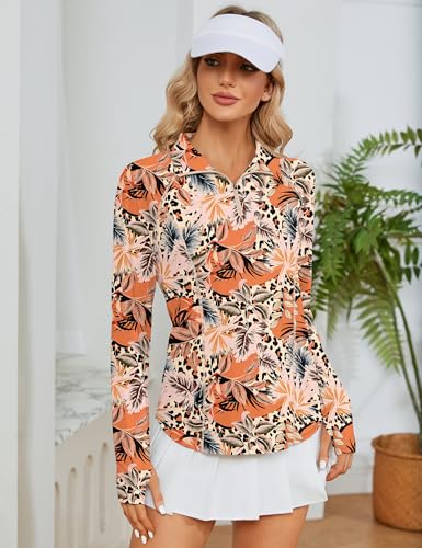 Image of LOMON Women Long Sleeve Shirts Sun Protection 1 /4 Zip Summer Quick Dry Hiking Shirts Quarter Zip Pullover for Women