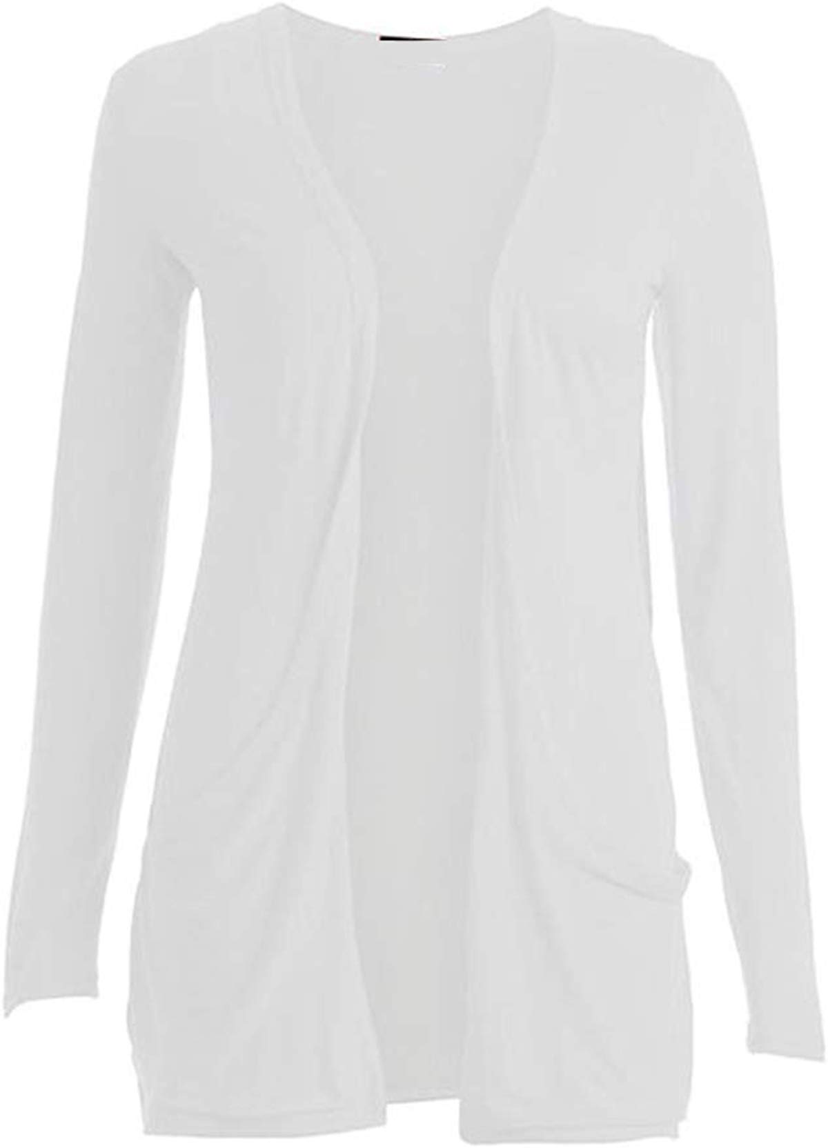 LoxdonzKids Girls Boyfriend Cardigan Open Front Casual Long Sleeve Fashion Top with Pockets Age 5-13 Years (11-12 Years, White)