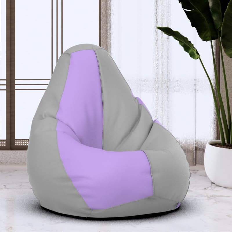 Bean Bag Chair Cover | Size: 1XL | Color: Lavender Light-Grey | Without Beans | Premium Leatherette Cover (CMF 3704)-image-40