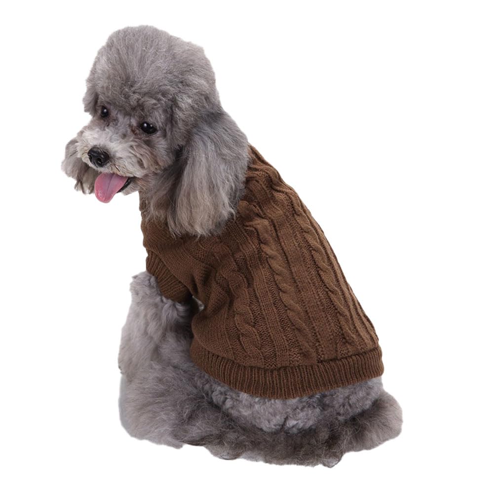 Pet Ribbed Jumpers Pullover Sweatshirt for Dogs Cats, Dog Knit Clothes Pet Pullover Dog Sweater Winter Puppy Jumpers Warm Sweater for Small, Medium and Large Dogs,Coffee,L