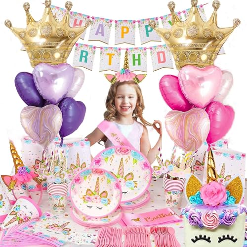 Image of Crown Princess Balloons Pink Purple And Gold Set Of 2 Foil Helium Mylar Balloons,For Unicorn Princess Birthday Party Decorations Baby Shower Supplies