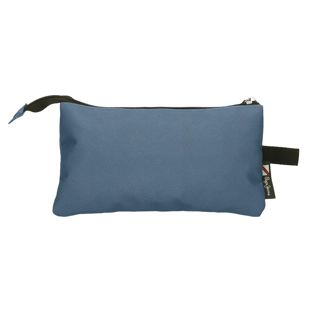 Pepe Jeans Aris Blue Triple Pencil Case 22 x 12 x 5 cm Polyester, Blue, One Size, Triple Case - Image 3