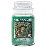 Village Candle Cardamom & Cypress, Large Glass Apothecary Jar Scented Candle, 21.25 oz, Green