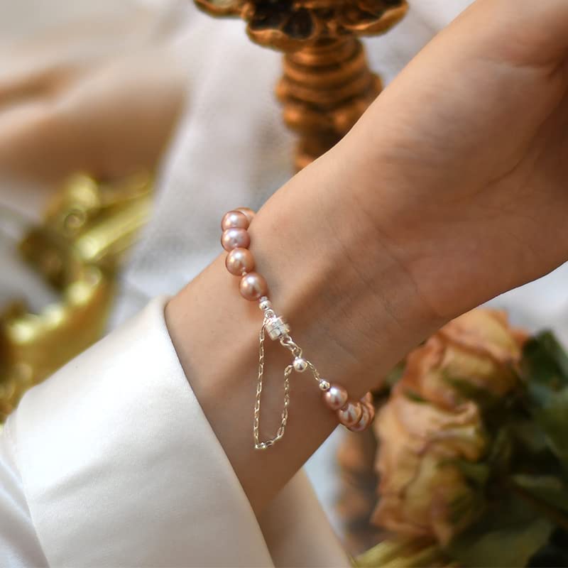 Pulsera De Mujer De Perlas Naturales De Agua Dulce De 7-8mm Regalo De Joyería De Boda De Plata De Ley 925