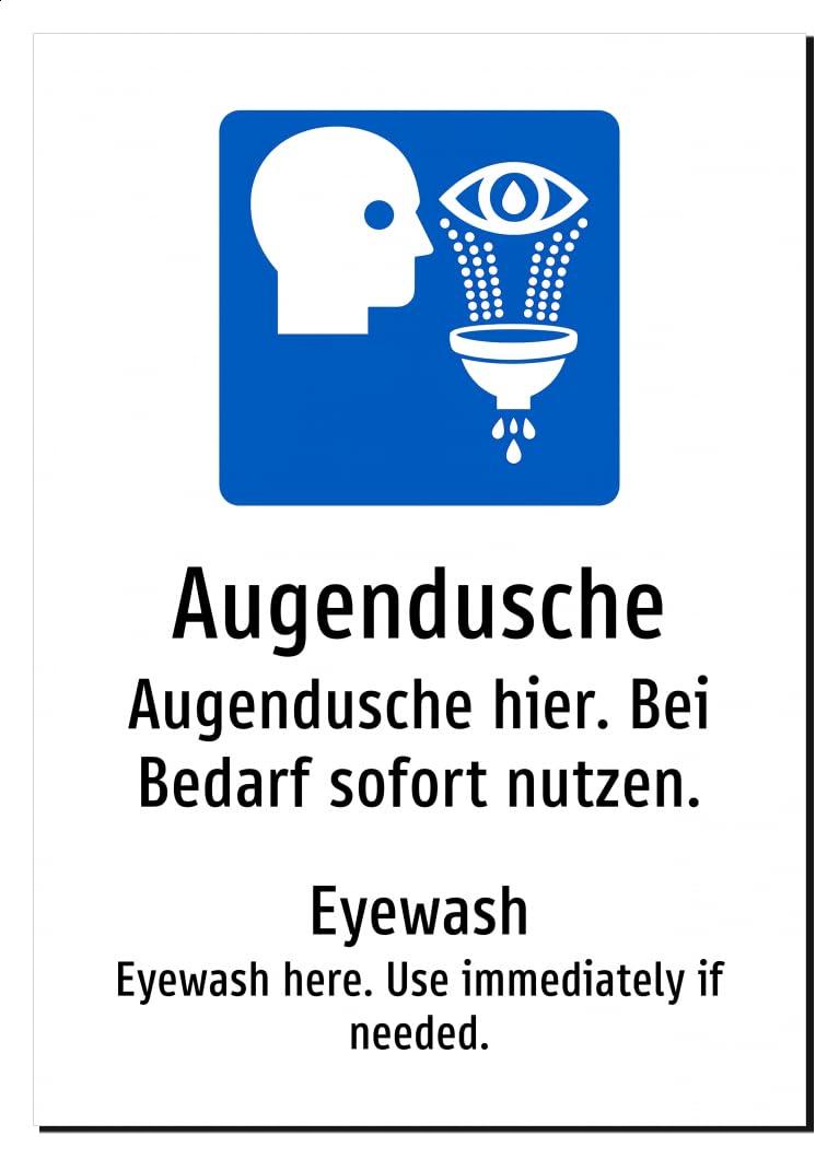 34525-DEEN-S-12 | Augendusche Schild/Aufkleber | Deutsch Englisch