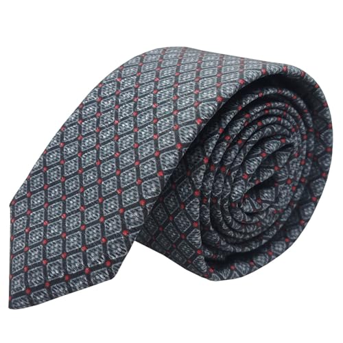 Gravata Slim Jacquard preto cinza estampa premium