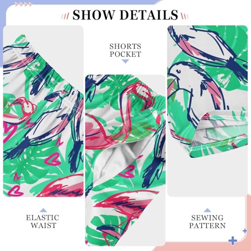 Flamingo Parrot Love Boys Long Pants Soft Trousers Elastic Waist Kids Lounge Bottoms with Pockets S-XL4