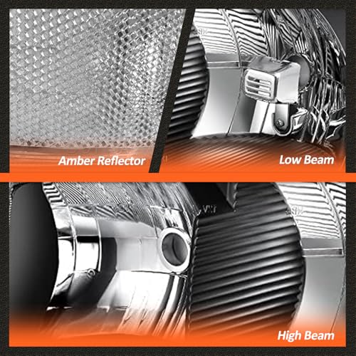 Image of for 1999-2006 GMC Sierra /Yukon Headlights Assembly | OE 15850351 /15850352,Halogen,W /O bulbs,IP67,Plug & Play,Chrome Pair