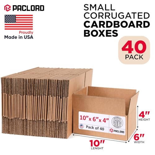 Image of Small Cardboard Boxes 10 inchL x 6 inchW x 4 inchH (Pack of 40) - USA-Made Packing Boxes for Moving, Shipping, or Storage - USPS, UPS, FedEx Approved - Professional Packing Supplies for Moving | USA-Made Packing Boxes for Moving, Shipping, or Storage - USPS, UPS, FedEx Approved - Professional Packing Supplies