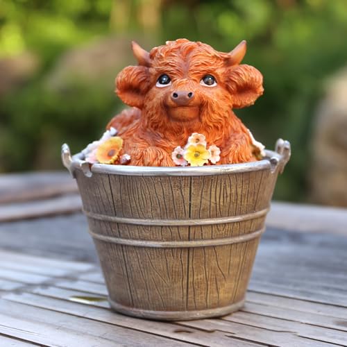 Vache Highland sculpture d'animal décorative idée cadeau maison