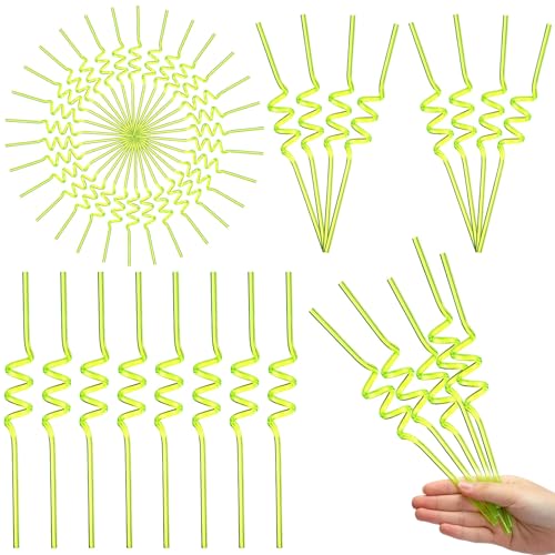 WILLBOND 80 pitillos rizados reutilizables de plástico verde miniatura 1