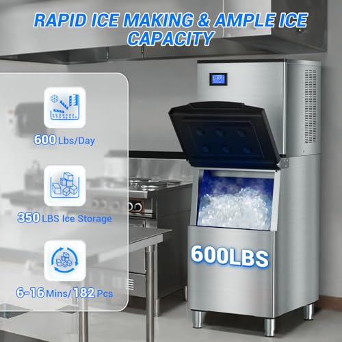 Máquina comercial fabricadora de hielo 650 lbs/24h con depósito 350 lbs miniatura 2