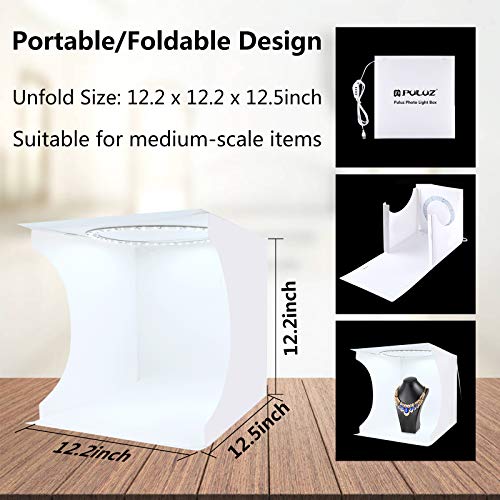 PULUZ 30 cm tragbares Ringlicht-Fotostudio-Lichtbox, Fotoshooting-Lichtzelt-Set, weiße Beleuchtungs-Softbox mit 80 LED… – Bild 3