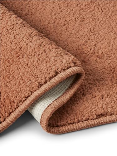 Image of Welspun Premium Bath Mats Small for Hall, Bedroom & Living Room | Solid Design | Anti Skid | More Absorbent | Soft Feel | Machine Tufted | (2 x 2 ft, Dark Brown)