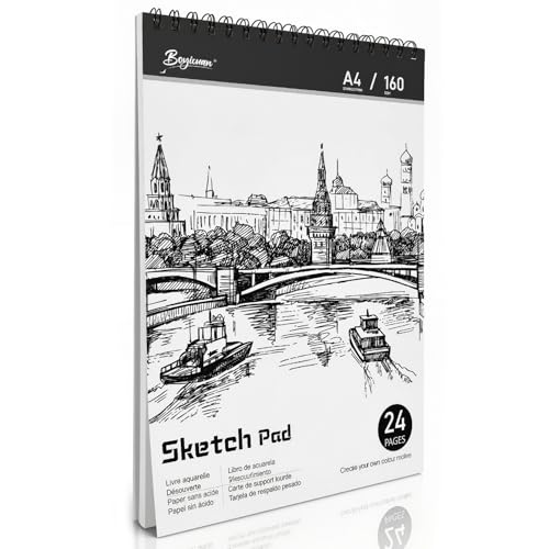 Blocco da disegno con copertina rigida a spirale, libro da disegno, album da disegno, album da disegno, album da disegno, 22,9 x 30,5 cm, blocco da disegno professionale per pennarelli, artisti