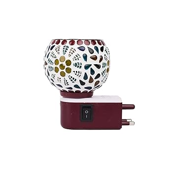 Prathna® Ceramic Aroma Diffuser | Electric Kapoor Dani with Plug | Designer Camphor Diffuser for Pooja, Meditation & Aromatherapy | Multicolor Electric Kapoor Burner for Home, Office & Gifting - image, photos