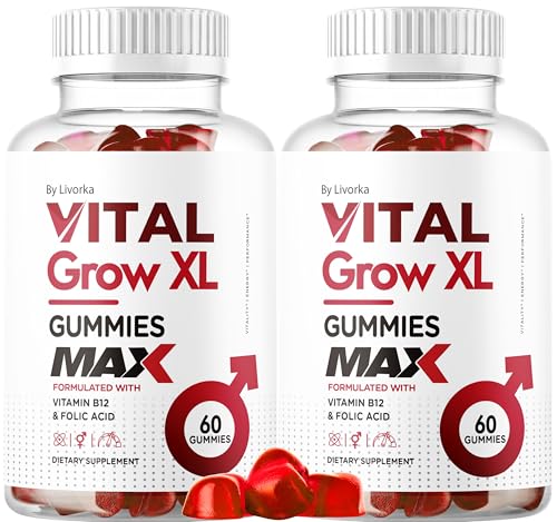 (2 Pack) Vital Grow XL Male Gummies - Mens Performance Gummies 1050MG Vital GrowXL Blend Vital Growth Gummy Advanced Gomitas Formula 120 Gummies for 2 Months