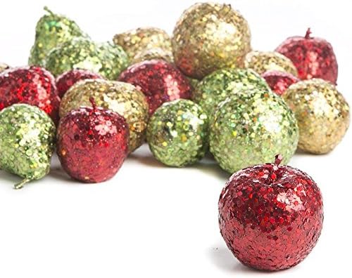 Factory Direct Craft 6 Piece Collection of Glitzy Glittered Artificial Fruit for Holiday and Seasonal Decor
