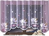 Home Dekorator Vorhang Gardine mit Kräuselband Kinderzimmer Kindergardine Junge Mädchen Weiß 300 cm Extra Breit Dschungel Motiv Scheibengardine Kurzgardine Transparent Kurz Durchsichtig Universalband…