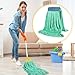 Lallisa 10 Pcs Commercial Mop Head Replacement Tube Microfiber Mop Heads for Floor Cleaning Industrial Mop Heads Looped End Wet Mop Head Refill for Home Commercial Industrial Use (Green,18 oz)