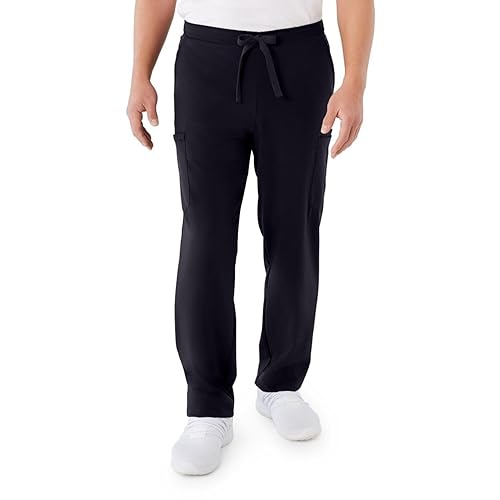 ave. Clinton - Pantalón médico unisex de pierna recta, seis bolsillos, color negro, talla XL Petite